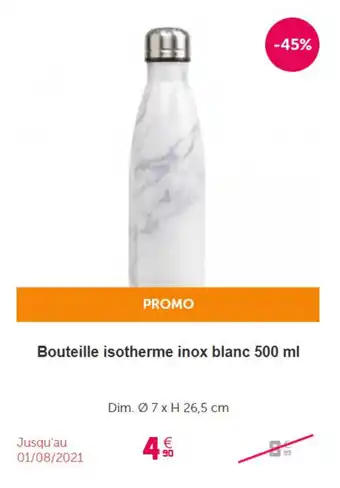 Gifi Bouteille isotherme inox blanc 500 ml offre