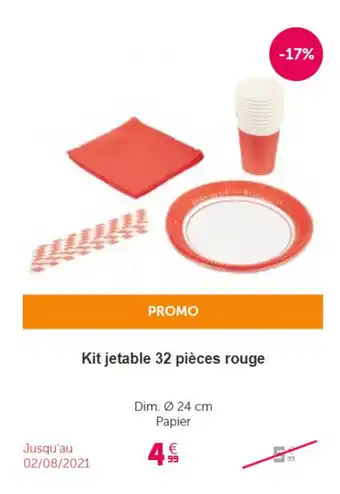 Gifi Kit jetable 32 pièces rouge offre