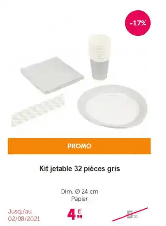 Gifi Kit jetable 32 pièces gris offre