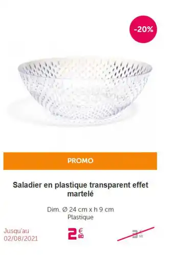 Saladier en plastique transparent effet martelé