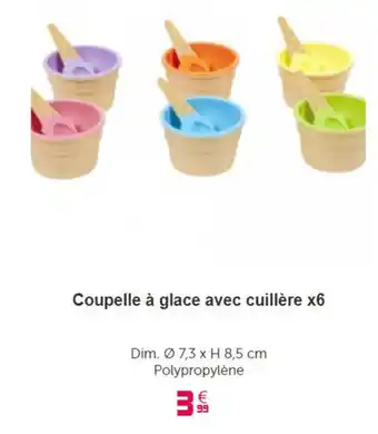Gifi Coupelle à glace avec cuillère x6 offre