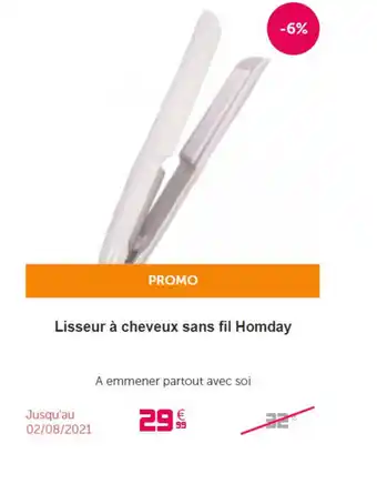 Gifi Lisseur à cheveux sans fil homday offre