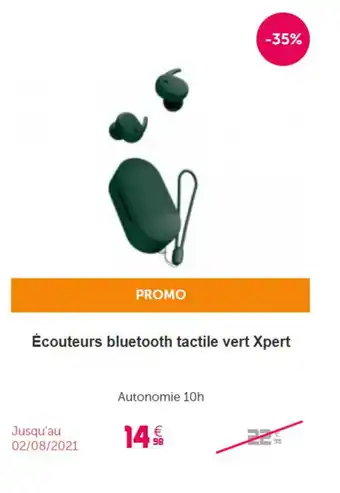 Gifi Écouteurs bluetooth tactile vert xpert offre