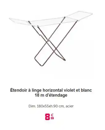 Gifi Étendoir à linge horizontal violet et blanc 18 m d'étendage offre
