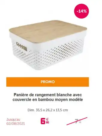 Gifi Panière de rangement blanche avec couvercle en bambou moyen modèle offre