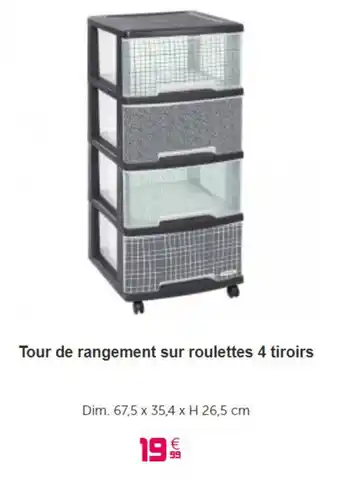 Gifi Tour de rangement sur roulettes 4 tiroirs offre