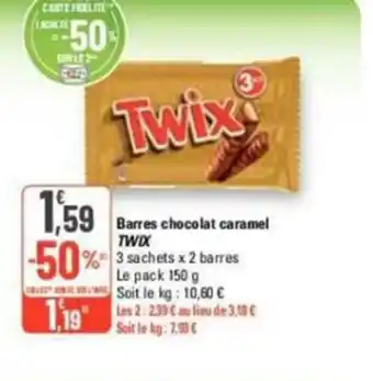 G20 Barres chocolat caramel twix offre
