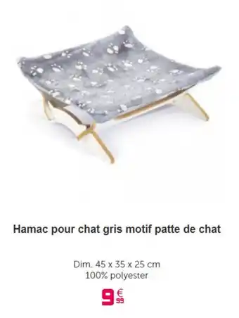 Gifi Hamac pour chat gris motif patte de chat offre