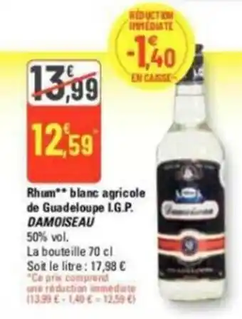 G20 Rhum blanc agricole de guadeloupe I.G.P damoiseau offre