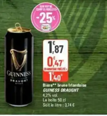 G20 Biere brune irlandaise guiness draught offre