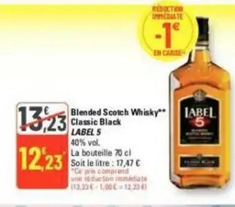 G20 Blended scotch whisky classic black label's offre
