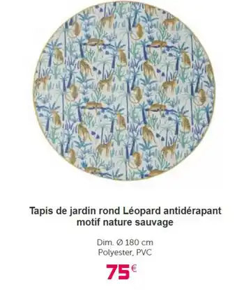Gifi Tapis de jardin rond léopard antidérapant motif nature sauvage offre