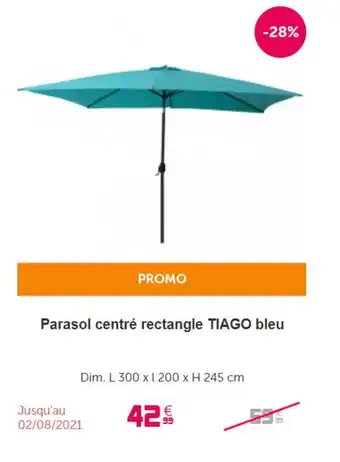 Gifi Parasol centré rectangle TIAGO bleu offre