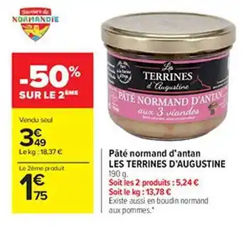 Carrefour Pâté normand d'antan les terrines d'augustine offre