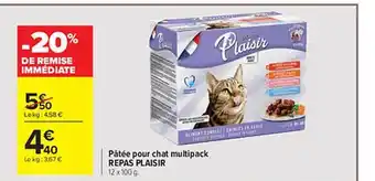 Carrefour Pâtée pour chat multipack repas plaisir offre