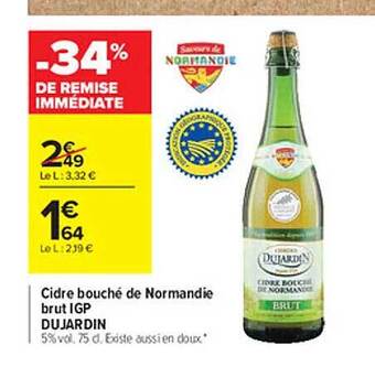 Carrefour Cidre bouché de normandie brut igp du jardin offre