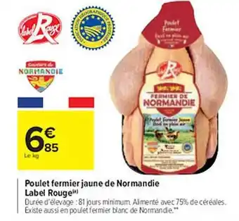 Poulet fermier jaune de normandie label rouge