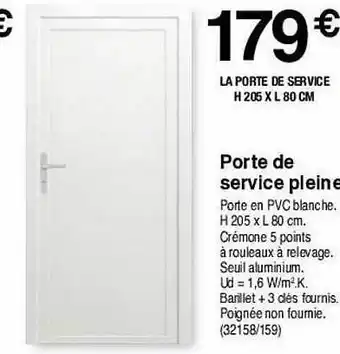 Chretien Matériaux Porte de service pleine offre