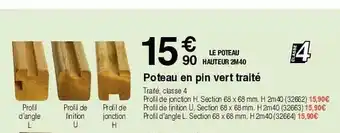 Poteau en pin vert traité