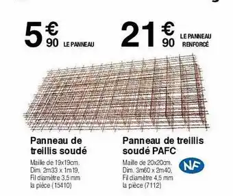 Chretien Matériaux Panneau de treillis soudé, panneau de treillis soudé pafc offre