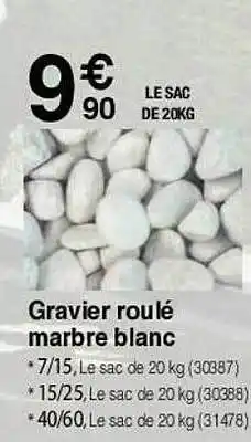 Gravier roulé marbre blanc