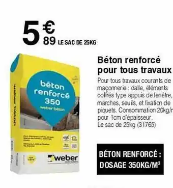 Béton renforcé pour tous travaux weber