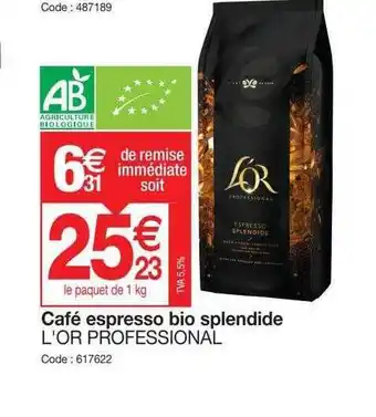 Promocash Café espresso bio splendide l'or professional offre
