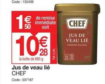 Promocash Jus de veau lié chef offre