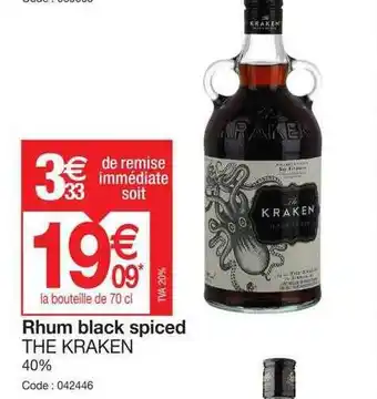 Promocash Rhum black spiced the kraken offre