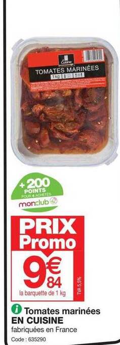 Promocash Tomates marinées en cuisine offre