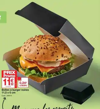 Promocash Boîtes à burger noires 11,5 x 6 cm offre