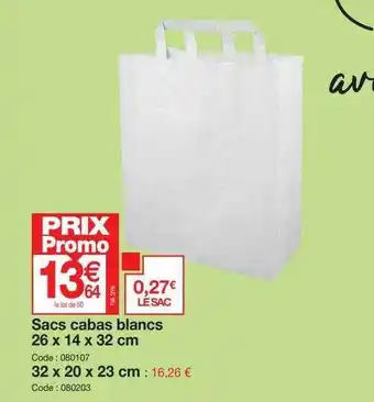 Sacs cabas blancs 26 x 14 x 32 cm