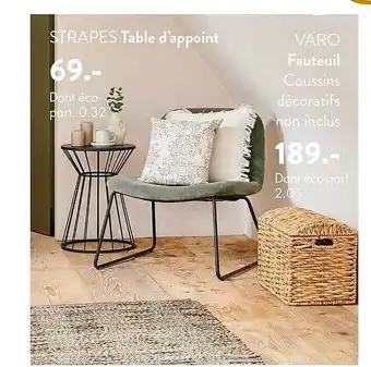Casa Table d'appoint strapes, fauteuil varo offre