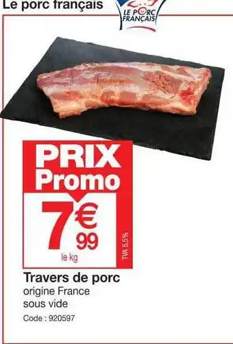 Promocash Travers de porc offre