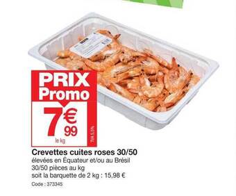 Crevettes cuites roses 30-50