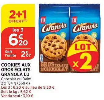 Maximarché Cookies aux gros éclats granola lu offre