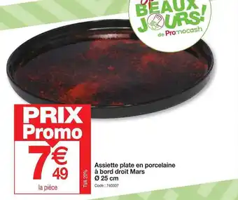 Assiette plate en porcelaine à bord droit mars ø 25 cm
