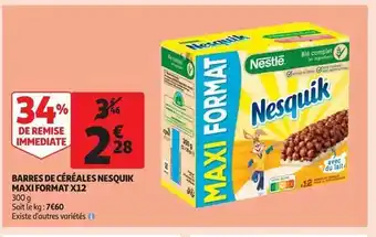 Auchan Barres de céréales nesquik maxi format x 12 offre