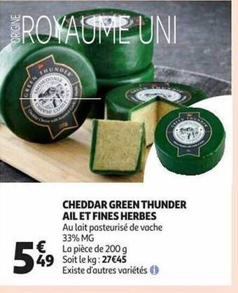 Auchan Cheddar green thunder ail et fines herbes offre