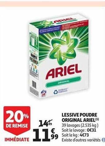 Auchan Lessive poudre original ariel offre