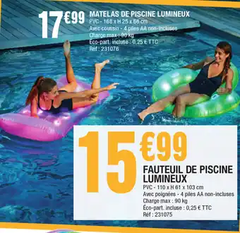 La Foir'Fouille Fauteuil de piscine lumineux offre