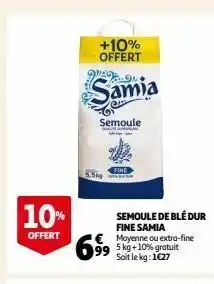 Auchan Semoule de blé dur fine samia offre