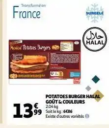 Auchan Potatoes burger halal goût & couleurs offre