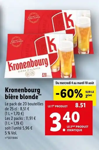 Lidl Kronenbourg bière blonde offre