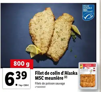 Lidl Filet de colin d'Alaska MSC meunière offre