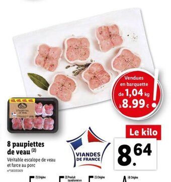 Lidl 8 paupiettes de veau offre