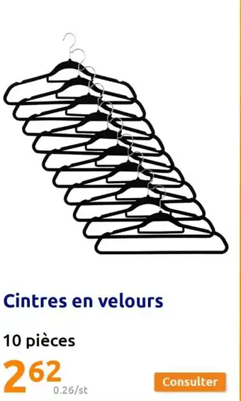 Action Cintres En Velours 10 Piéces offre