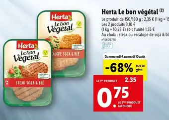 Lidl Herta Le bon végétal offre