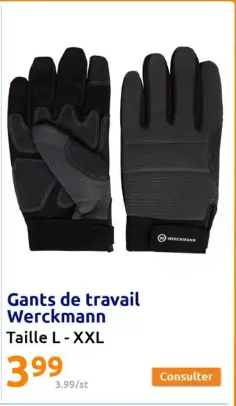 Action Gants De Travail Werckmann Taille L-XXL offre