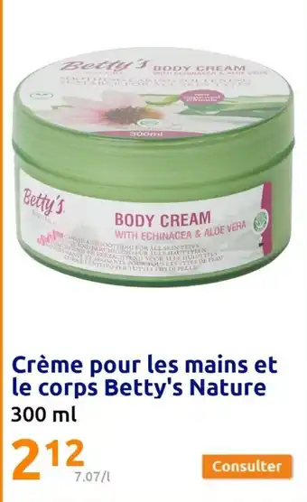 Action Crème Pou Les Mains Et Le Corps Betty's Nature 300 ml offre